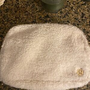 Lululemon White Sherpa Zip Pouch